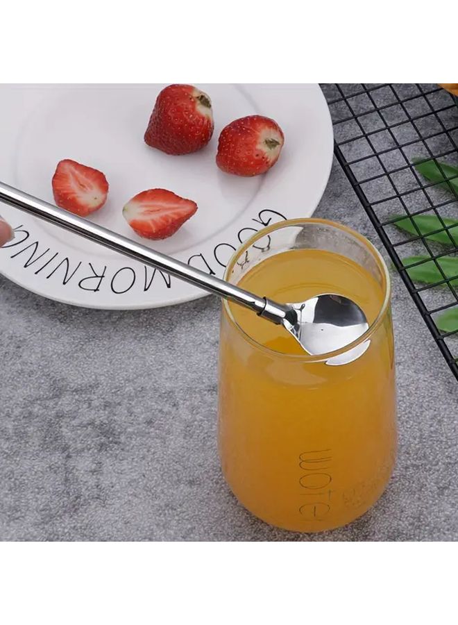 7 Piece Silvery Stainless Steel Iced Tea Spoon And Straw Set With Cleaning Brush - Image 4
